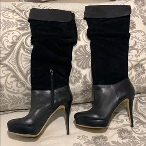 I-N-C Zenya Black Suede/Leather Boots